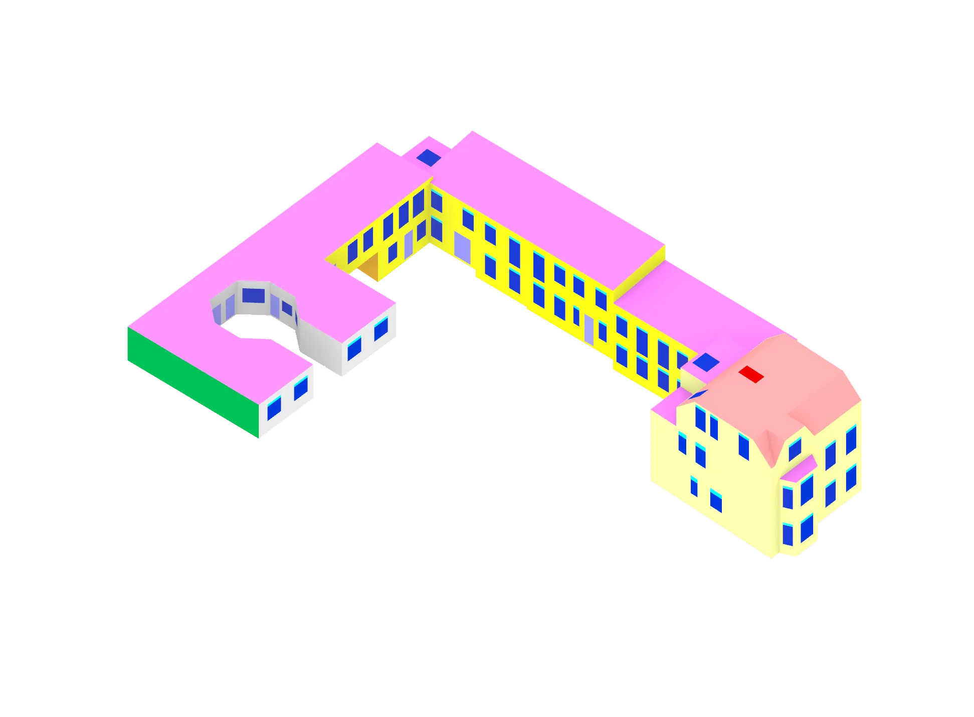 Huellflaechen: Nordöstliche isometrische Perspektive